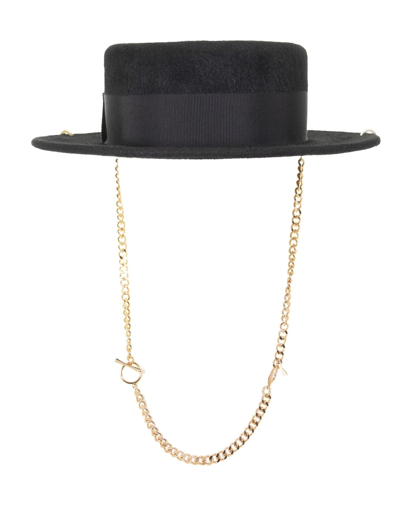 Ruslan Baginskiy Piercing Beige Felt Canotier Hat - Image 2