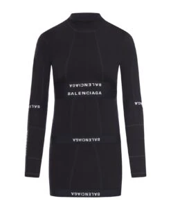 Balenciaga Patched Brief Dress Soft Cotton Jersey