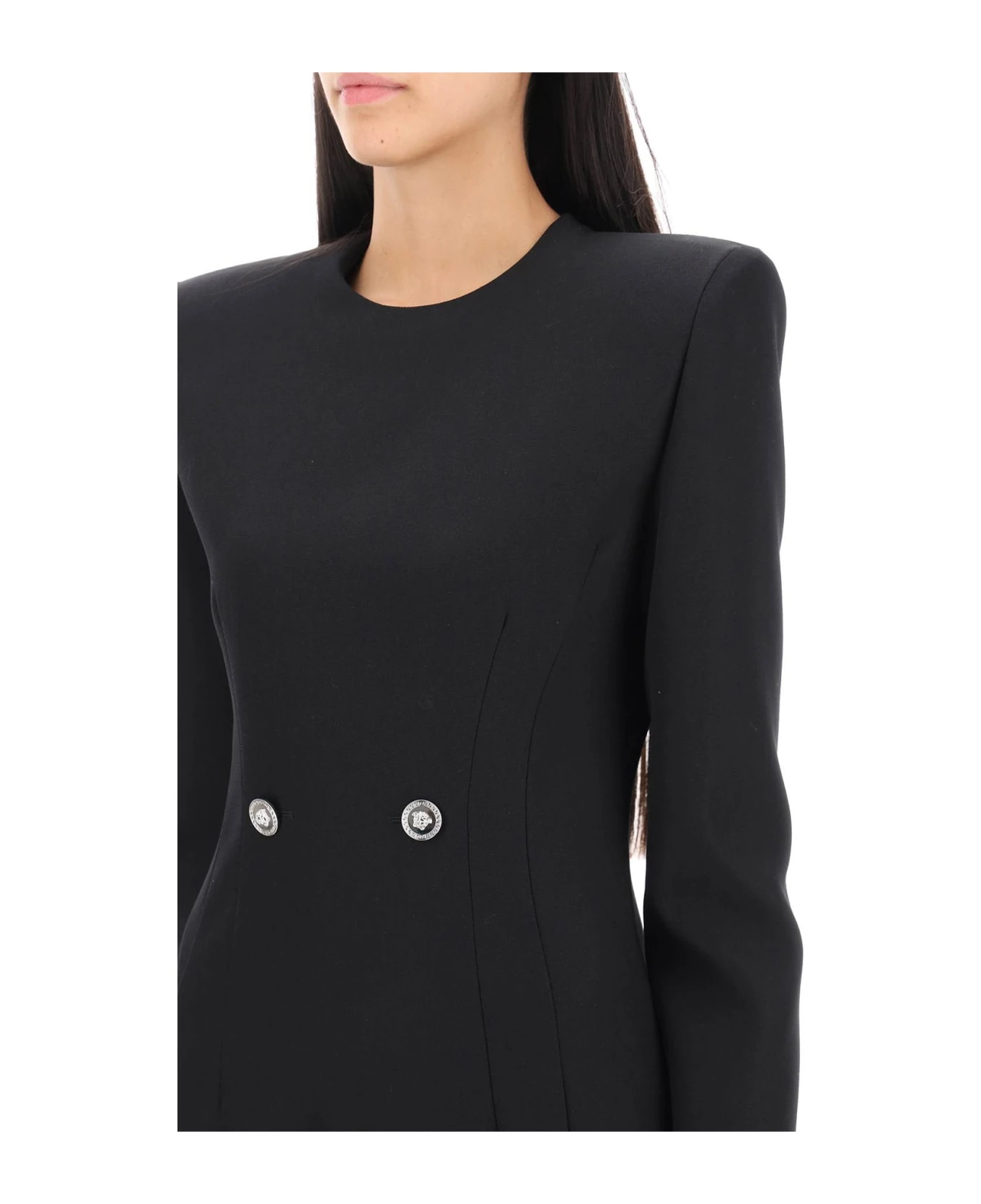 Versace Hourglass Mini Dress In Grain De Poudre - Image 4