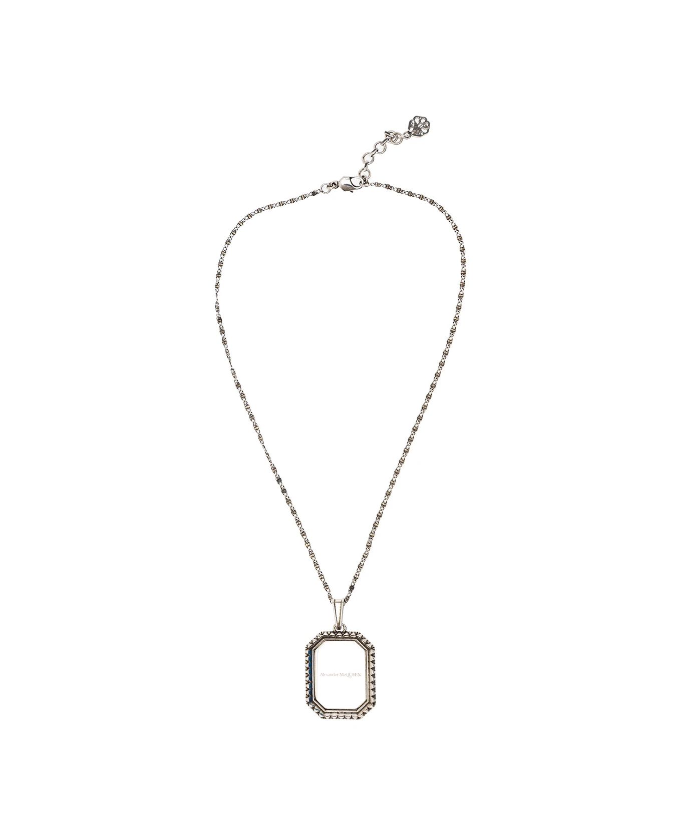 Alexander Mcqueen Woman's Brass Chain Necklace With Logo Pendant Detail