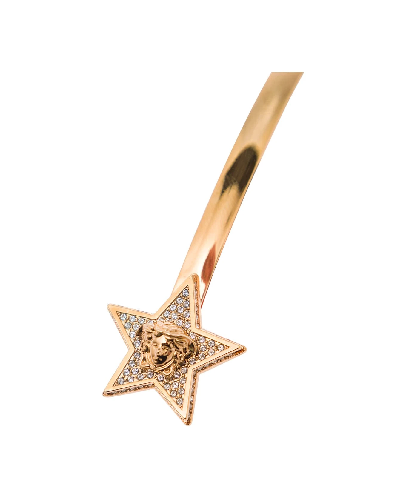 Versace Gold-tone Star Embellished Hair Pin With Strass In Brass Woman - Image 3