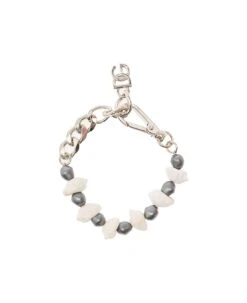 Dolce & Gabbana Silver-colored Bracelet With Shell And Logo Charm In Brass Woman