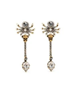 Alexander McQueen Jewelled Spider Earrings In Gold