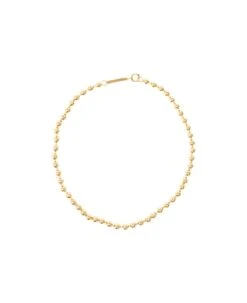 'mini Allison' Necklace With Golden Beads And Logo Plaque In 18k Plated Bronze Woman