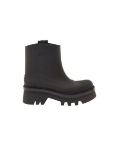 Chloé Black 'raina' Mid-calf Rain Boot In Organic Rubber Woman