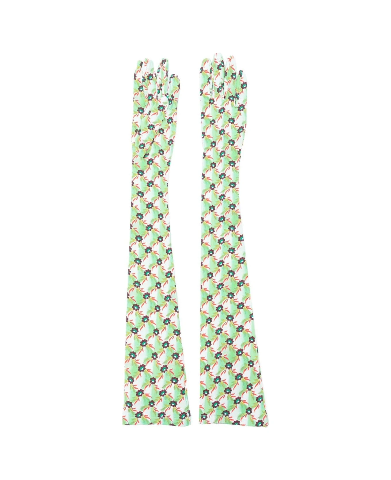 Etro Green Printed Long Gloves