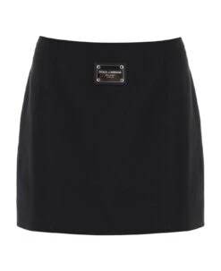 Dolce & Gabbana Ottoman Mini Skirt With Logo Tag