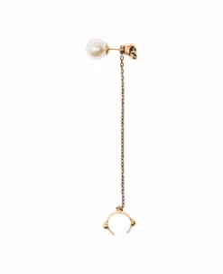 Alexander McQueen Antique Gold-tone Ear Cuff With Skull And Pearl Detailing In Brass