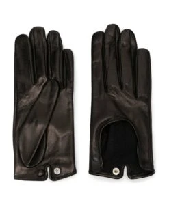 Calfskin Gloves With Press Buttons Closure