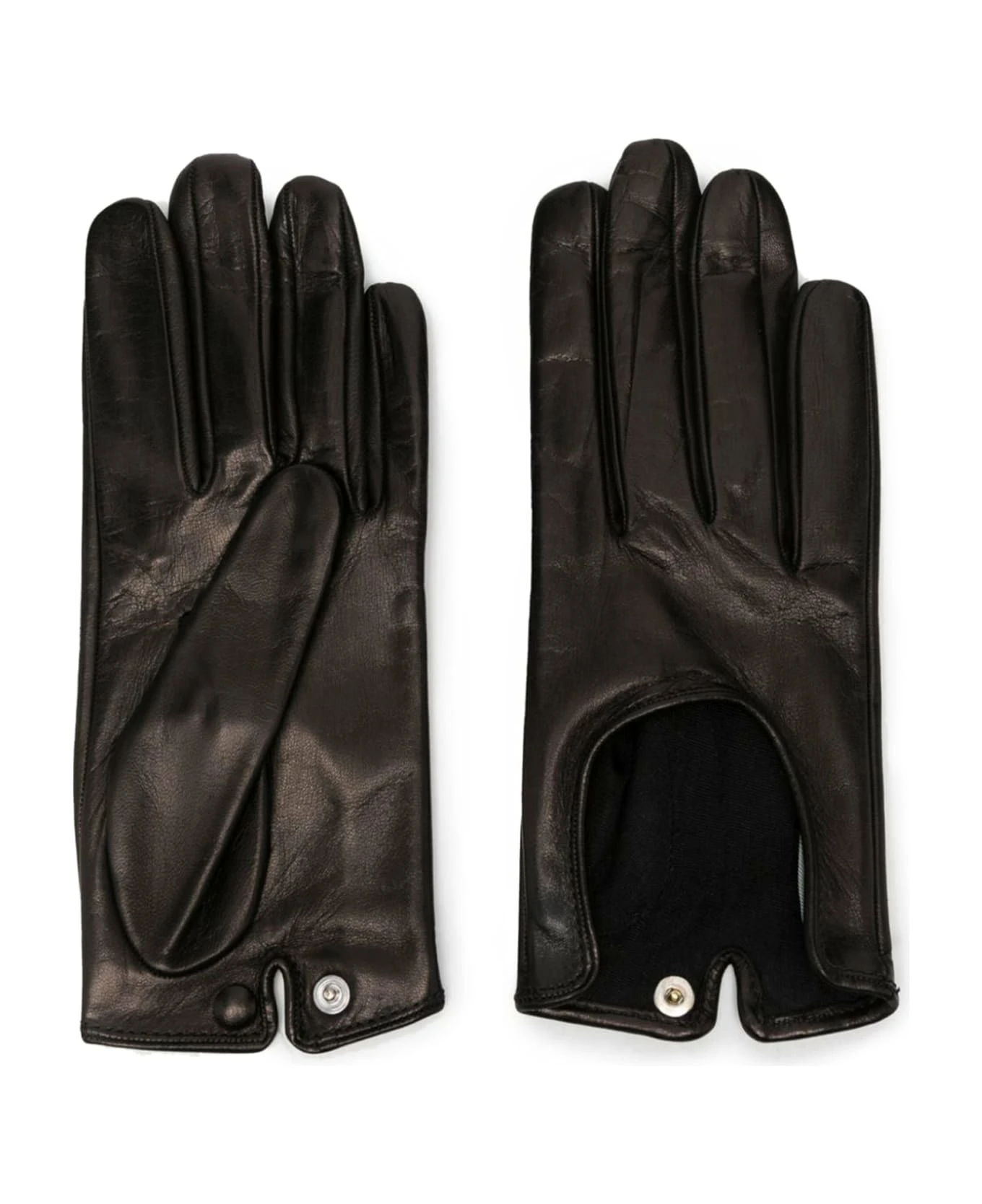 Calfskin Gloves With Press Buttons Closure
