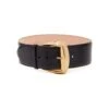 Alexander McQueen Belt With Geometric Buckle In Black And Antiqued Gold