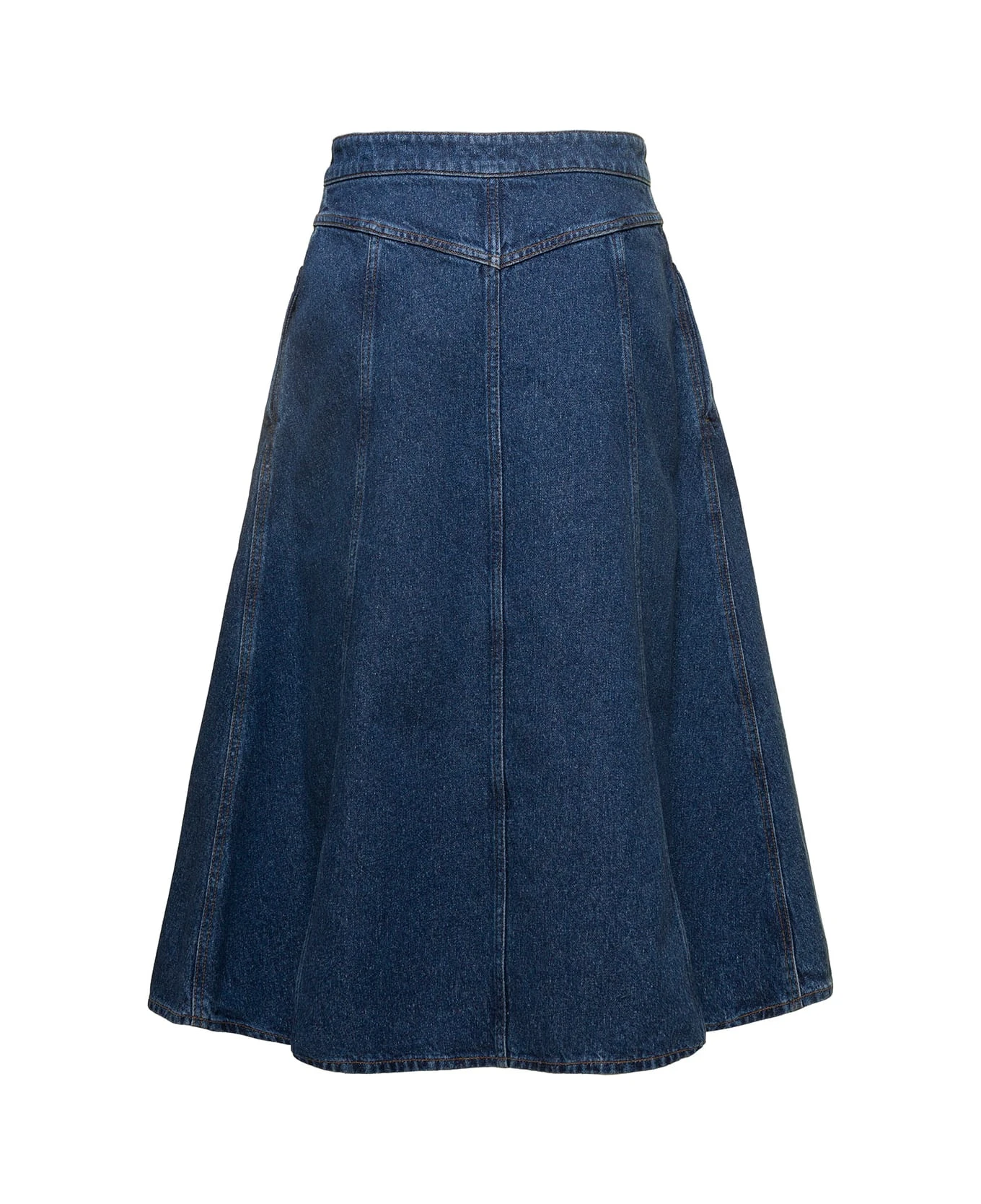 Chloé Blue A-line Miniskirt With Buttons In Cotton Denim Woman - Image 2