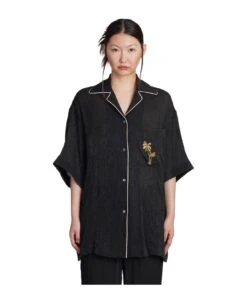Palm Angels Shirt In Black Viscose