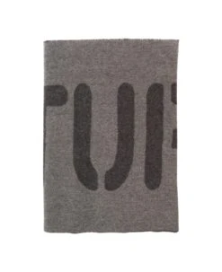 Grey Scarf With Logo Detail In Wool Blend Woman