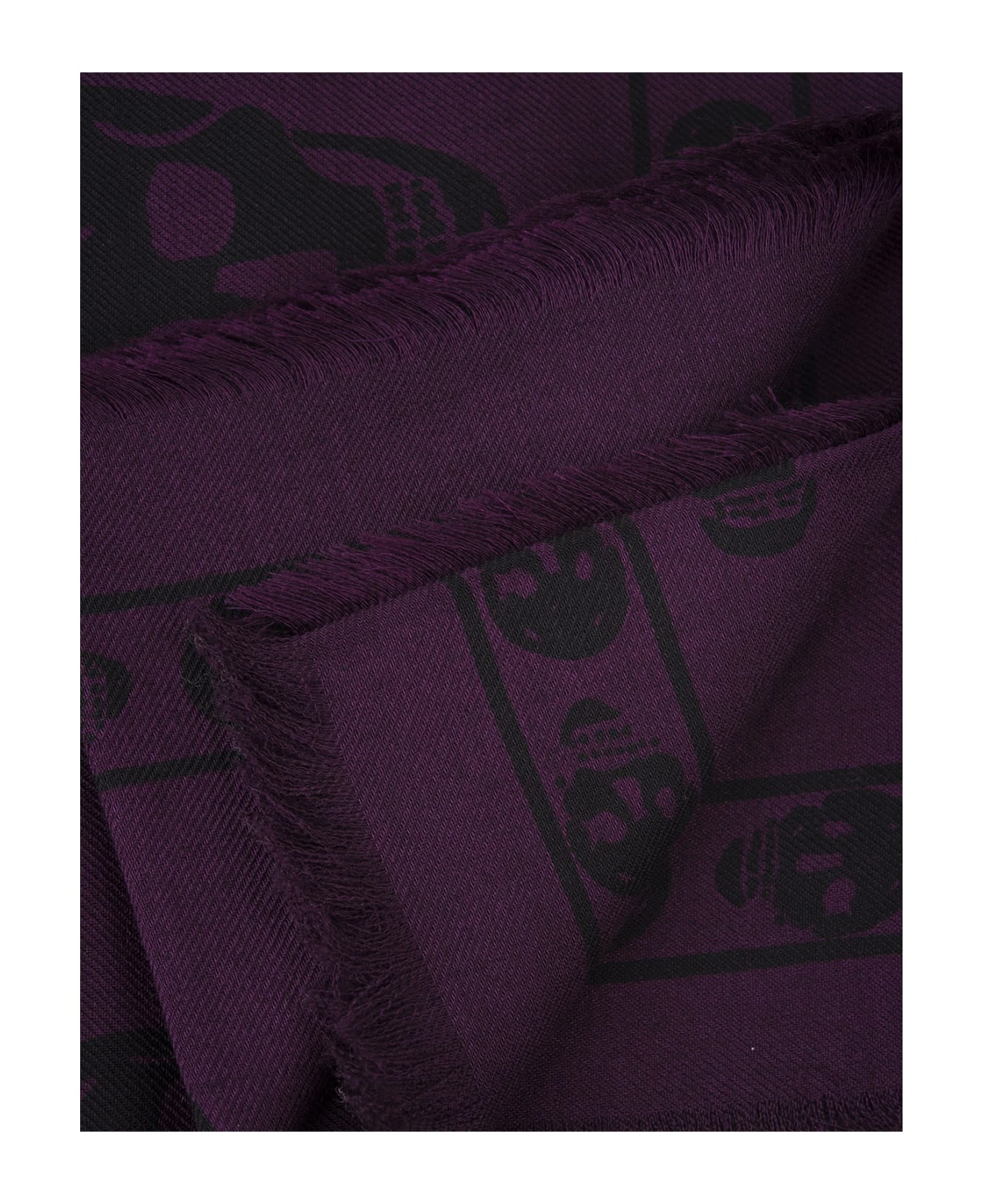Alexander McQueen Skull Scarf In Purple Wool - Image 2