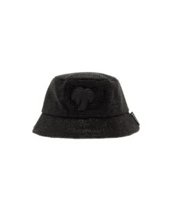 Palm Angels Bucket Hat With Palm Logo Ath The Front In Black Cotton Woman