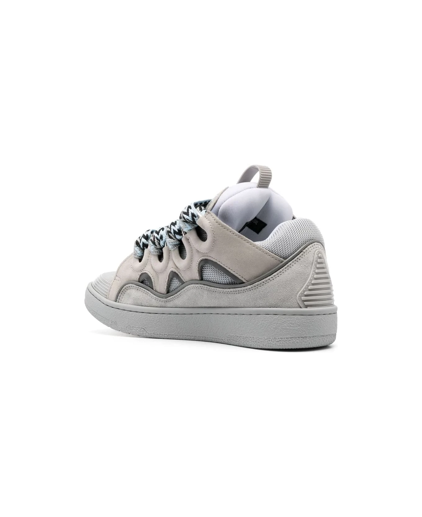 Lanvin Curb Sneakers In Grey Leather - Image 3