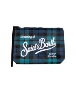 MC2 Saint Barth Aline Wooly Pochette With Green Tartan Print