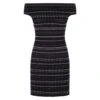 Alexander McQueen Black And White Knitted Sheath Dress With Off Shoulder