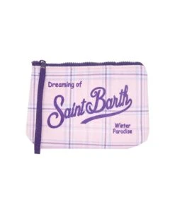 MC2 Saint Barth Aline Wooly Pochette With Pink Tartan Print