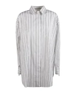 Off-White Stripe Poplin Round Zip Shirt