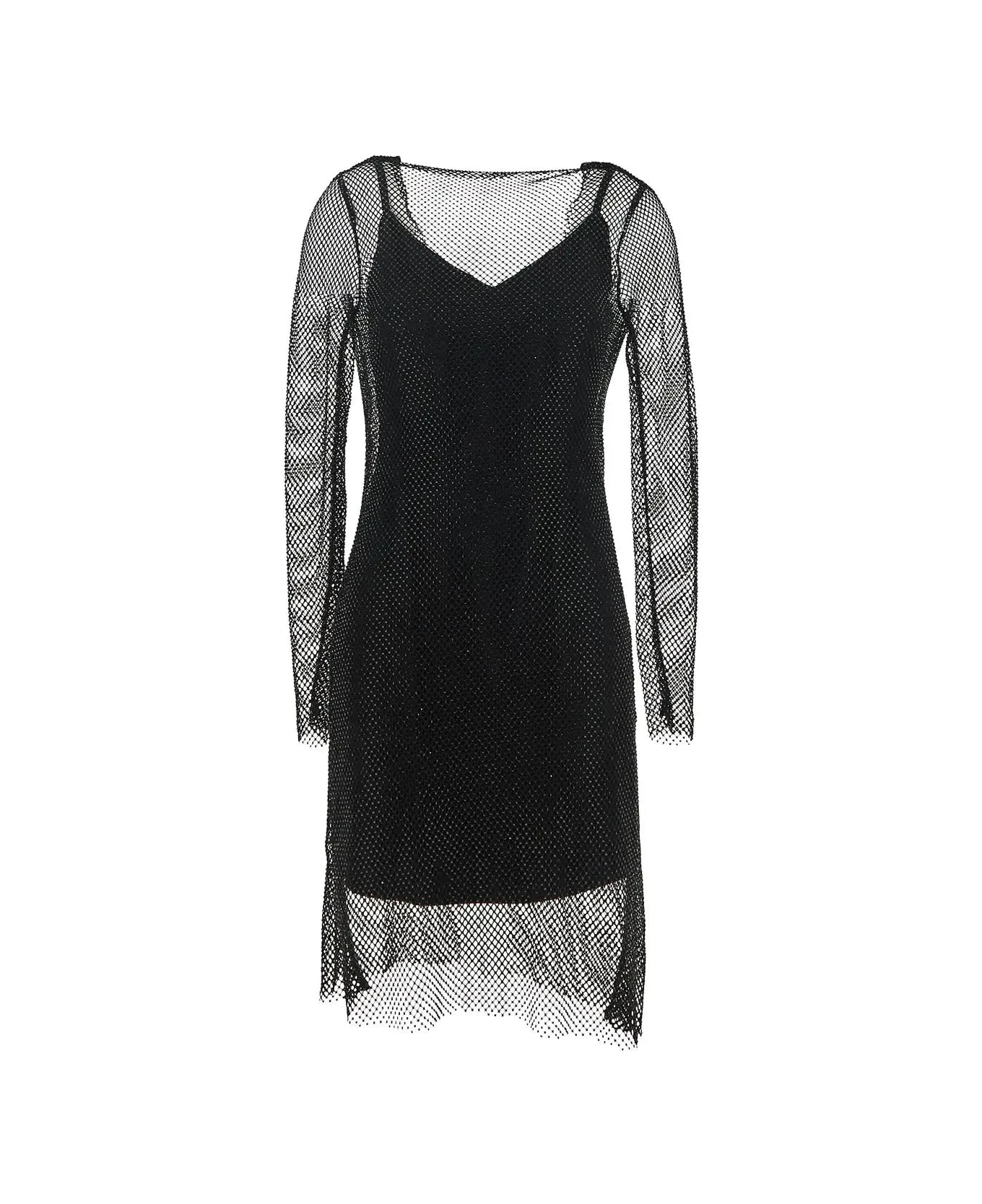 Max Mara Vezzo Short Embroidered Mesh Dress With Crystal
