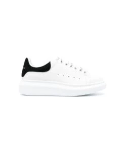 Alexander McQueen White Oversized Sneakers With Black Suede Spoiler