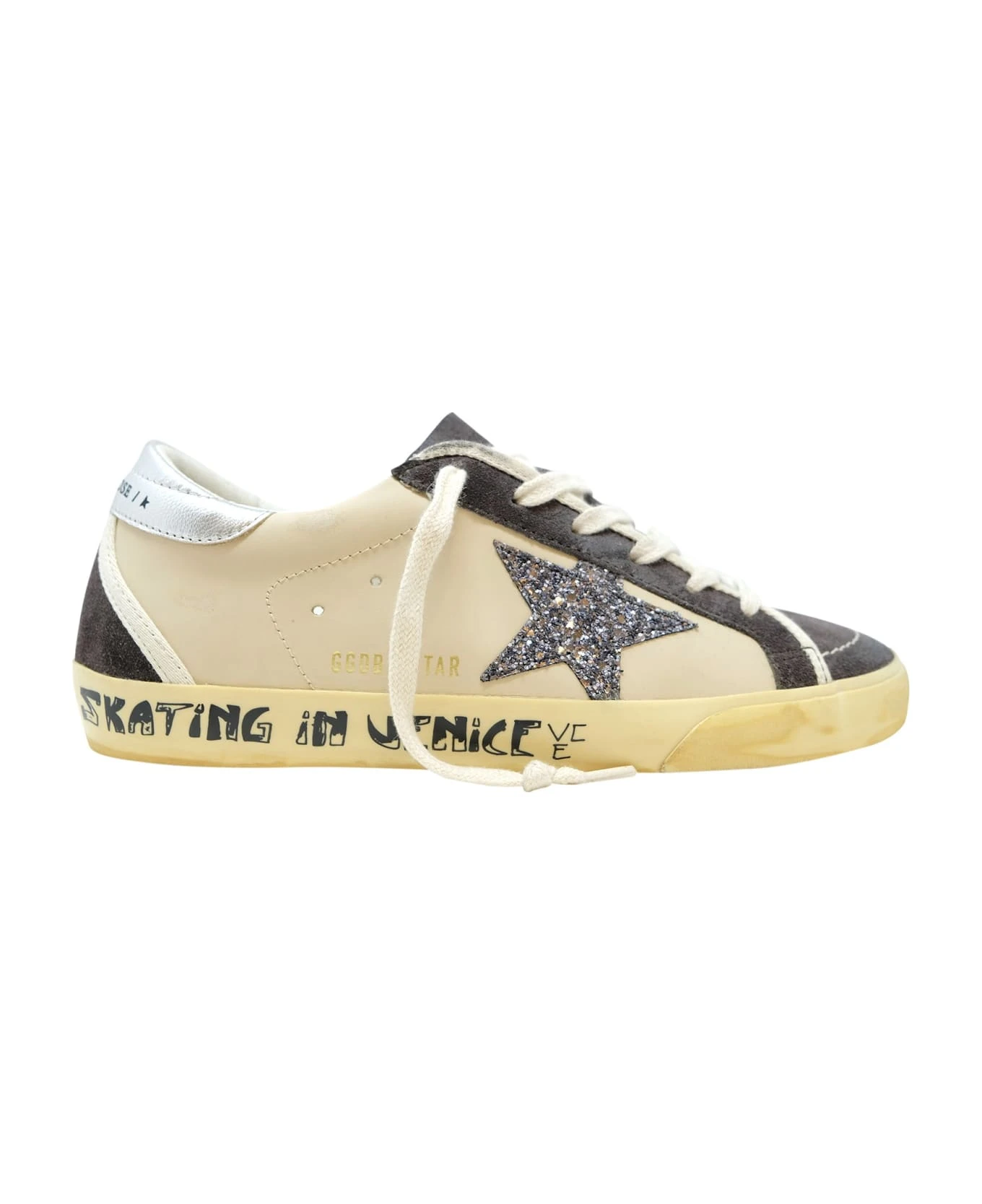 Golden Goose Beige/grey Leather Suede Super Star Sneakers