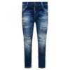 DSQUARED2 Blue Cropped Jeans With Destroyed Detailing In Stretch Cotton Denim Woman