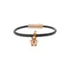 Versace Gold-tone Medusa Pendant Bracelet In Black Leather Woman