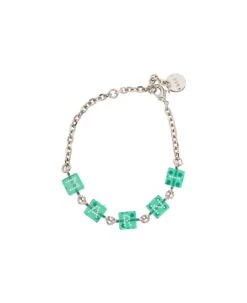Marni Silver-colored Bracelet With Branded Dice Charm In Brass Woman