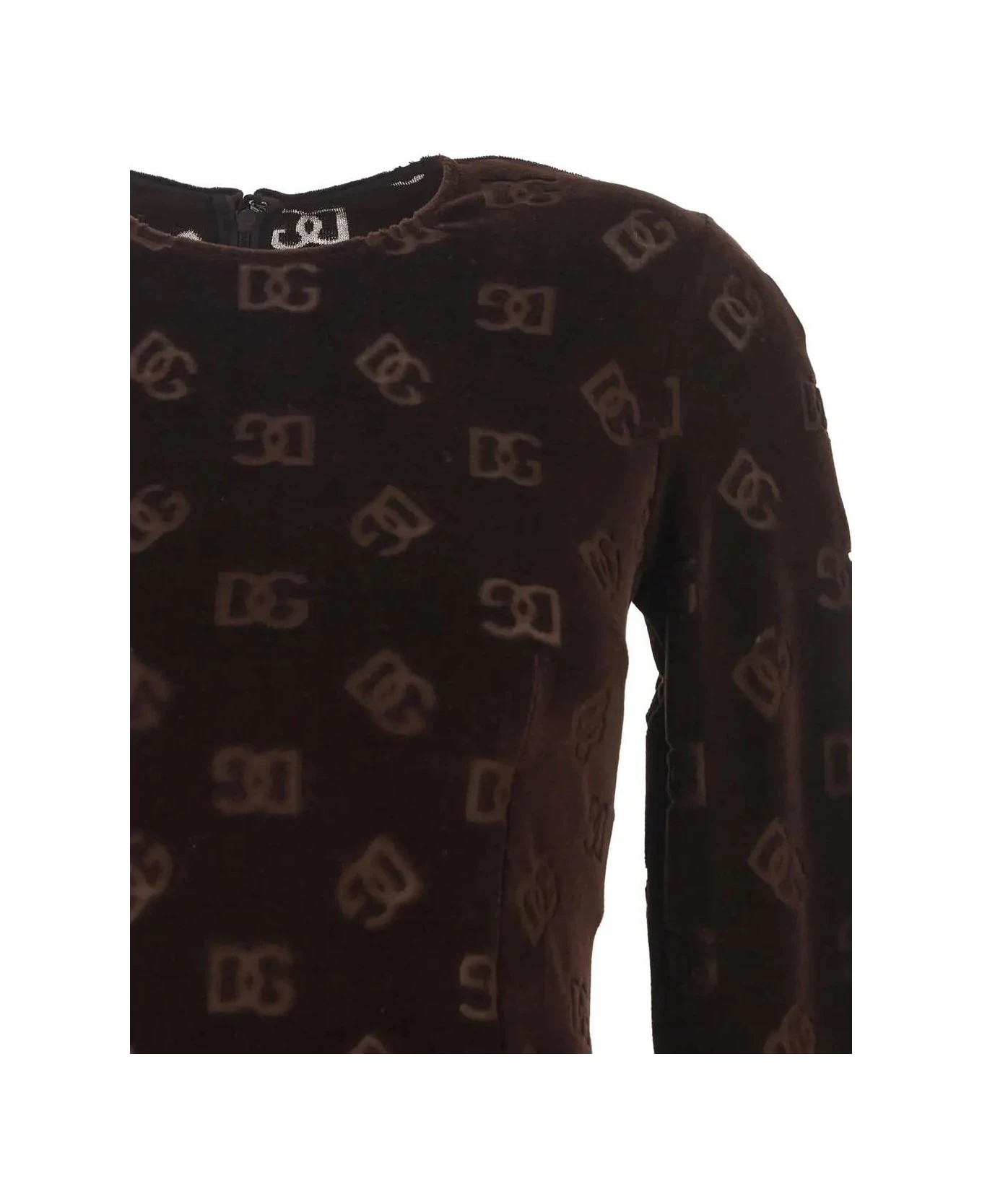 Dolce & Gabbana Flocked Jersey Mini Dress - Image 3