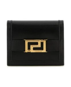 Versace Black Leather Greca Goddess Wallet