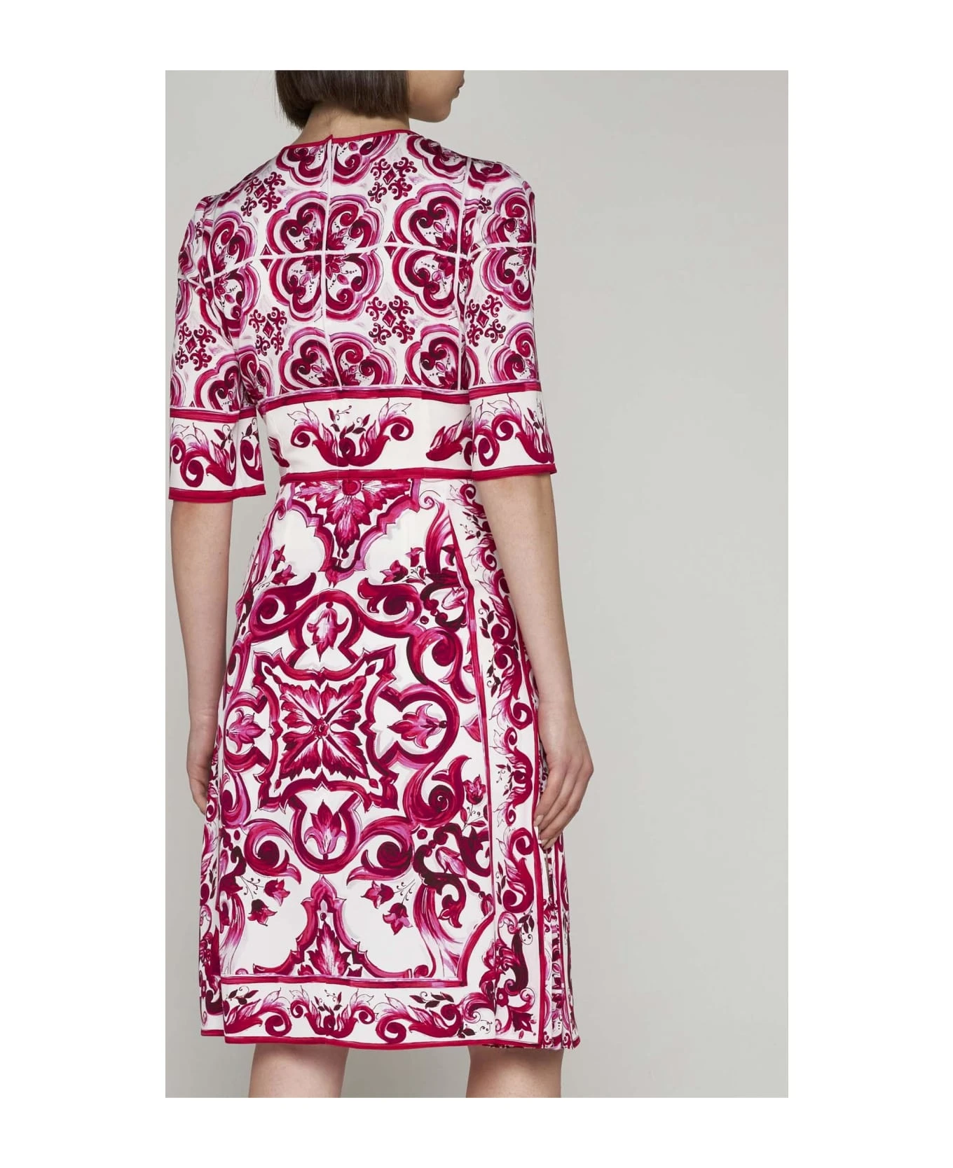 Dolce & Gabbana Majolica Print Silk Dress - Image 4
