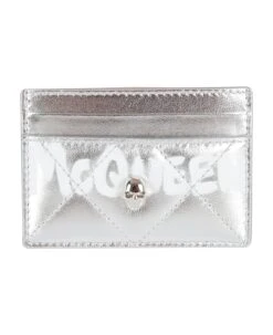 Alexander McQueen Logo Print Quilted Card Holder