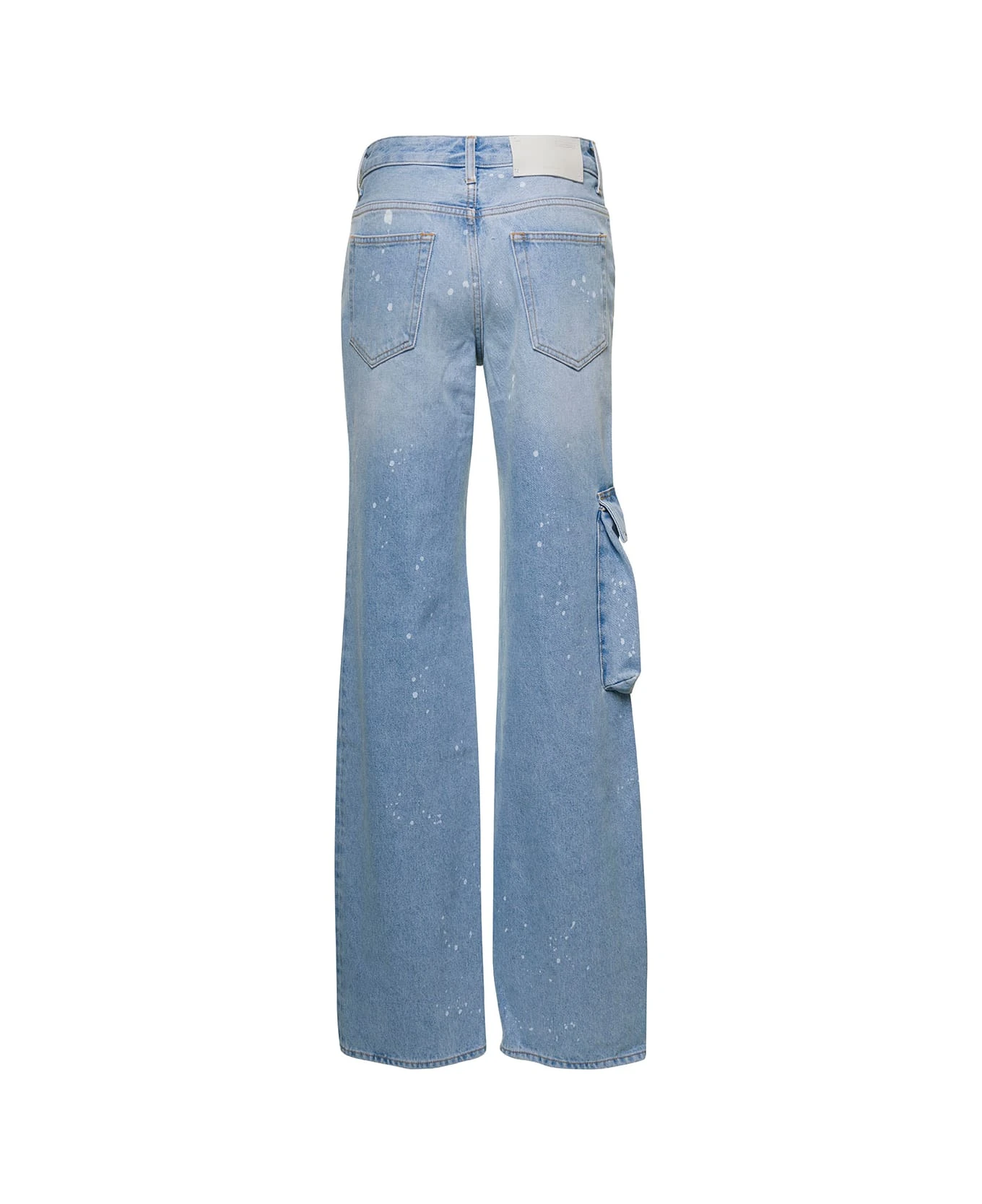 Off-White Light Blue Jeans With Cargo Pocket And Paint Stains In Cotton Denim Woman - Image 2
