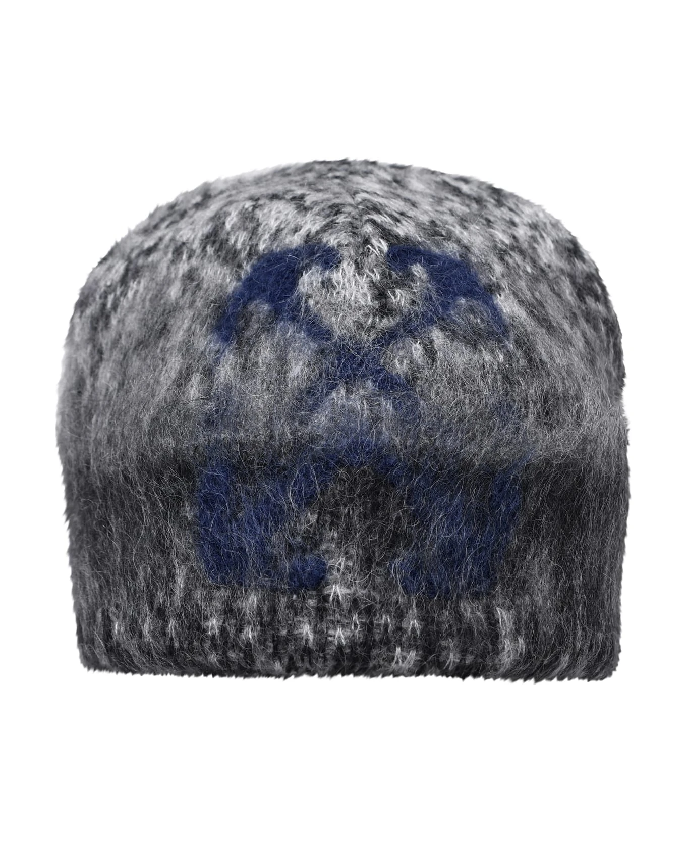 Off-White Multicolor Mohair Blend Fuzzy Beanie