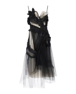 Maison Margiela Midi Dress In Tulle With Taffeta Inserts