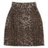 Dolce & Gabbana Wool Jacquard Skirt With Leopard Motif