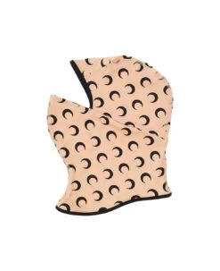 Marine Serre Beige Balaclava With All-over Moon Printed Motif In Polyamide Woman