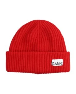 Ganni Hats In Red Wool