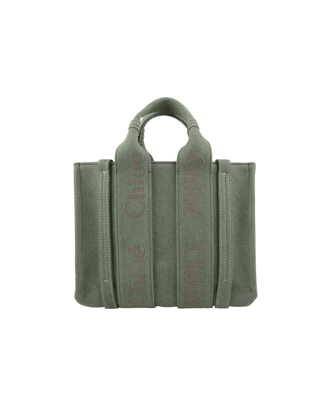 Chloé Green Woody Small Shopping Bag With Shoulder Strap - Image 2