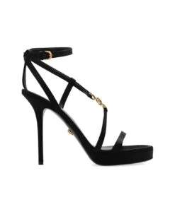 Versace Medusa Embellished Satin Sandals