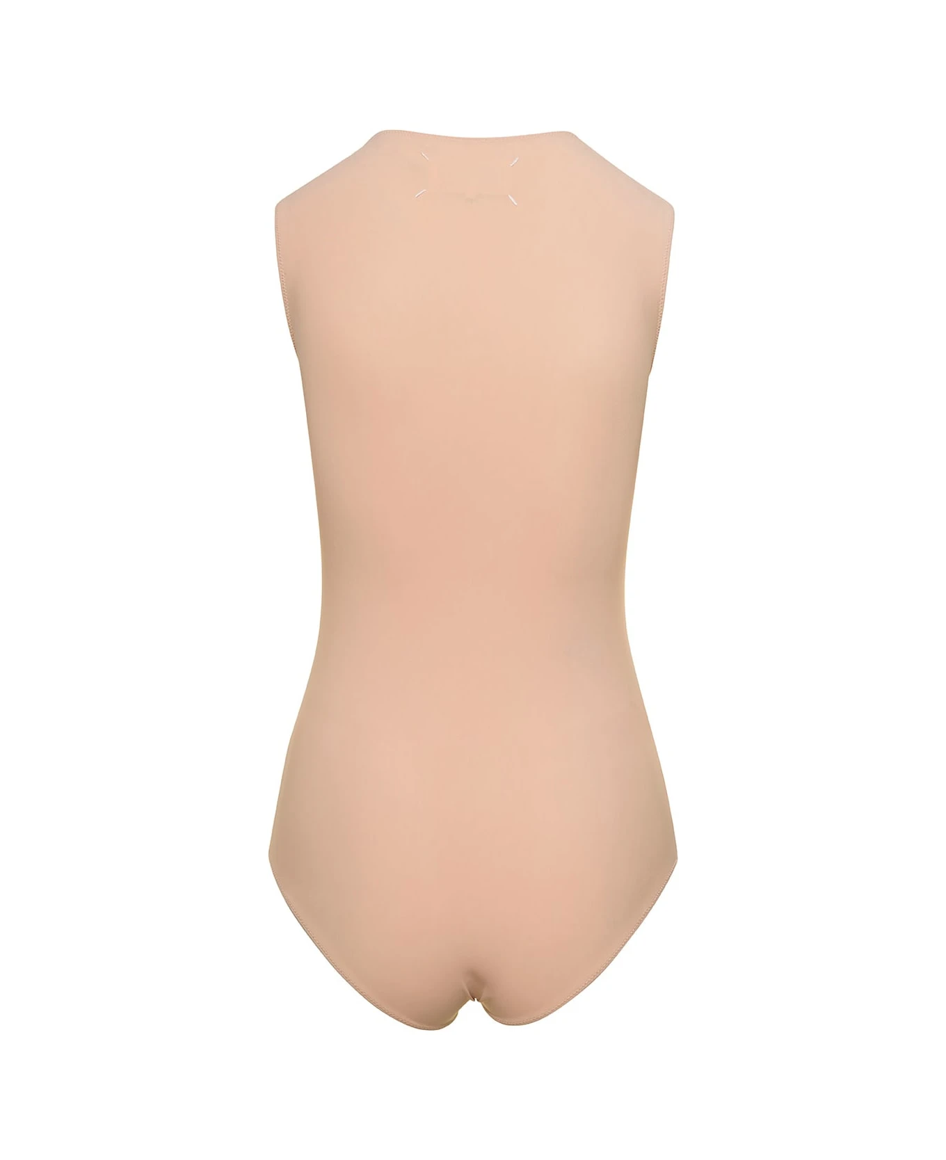 Maison Margiela Nude Crewneck Bodysuit With Iconic 4 Stitches In Tech Jersey Woman - Image 2