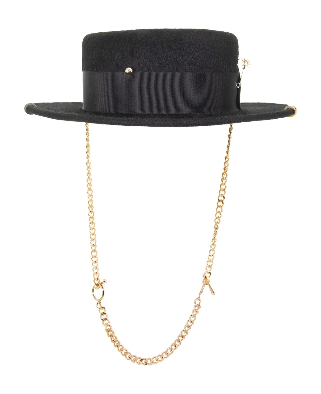 Ruslan Baginskiy Piercing Beige Felt Canotier Hat