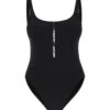 Off-White One-piece Swimsuit With Zip And Logo