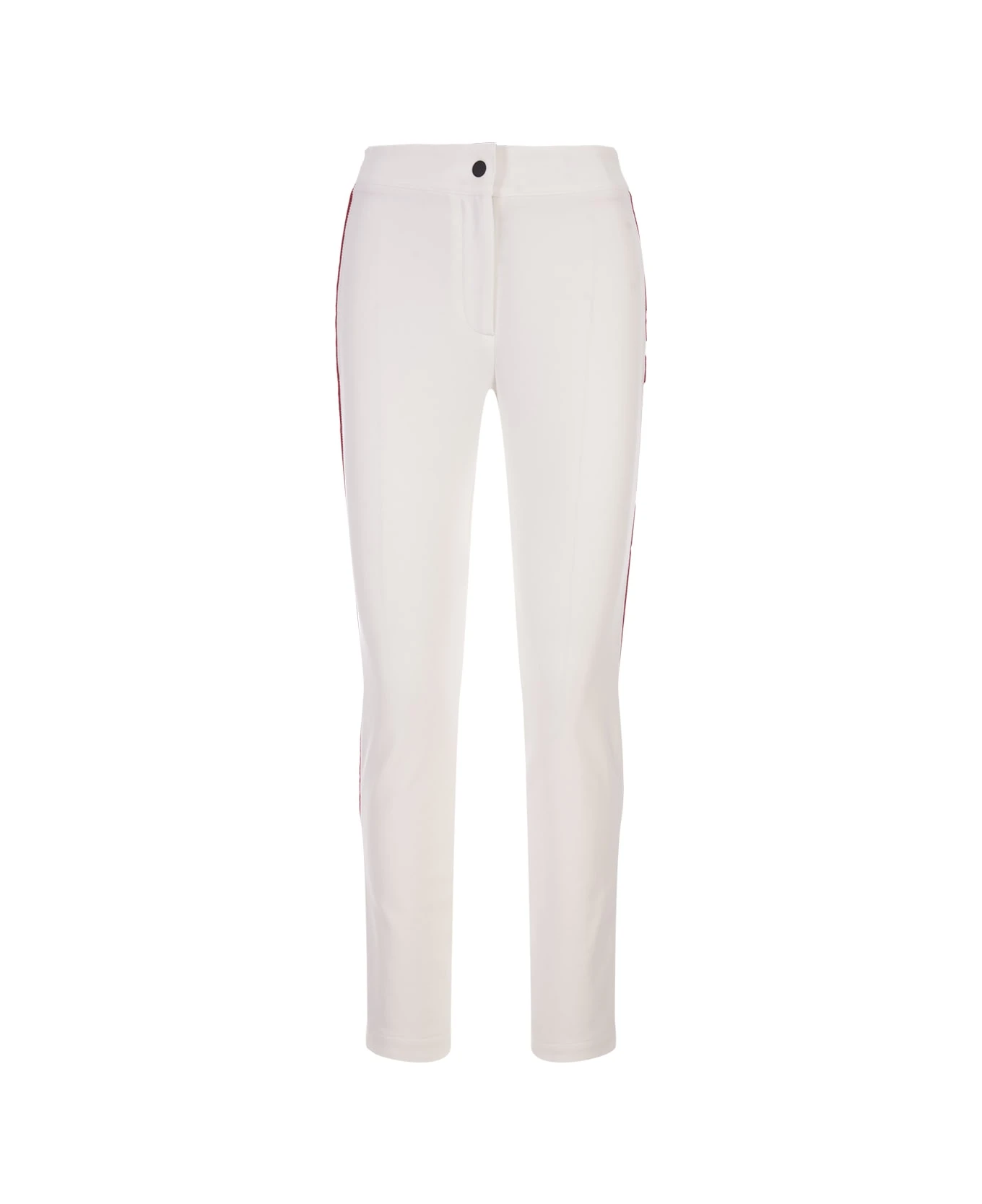 White Trousers With Embroidered Side Bands