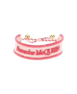 Alexander McQueen Embroidered Logo Bracelet
