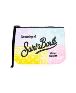 MC2 Saint Barth Aline Wooly Pochette With Multicolor Pastel Bandanna Print