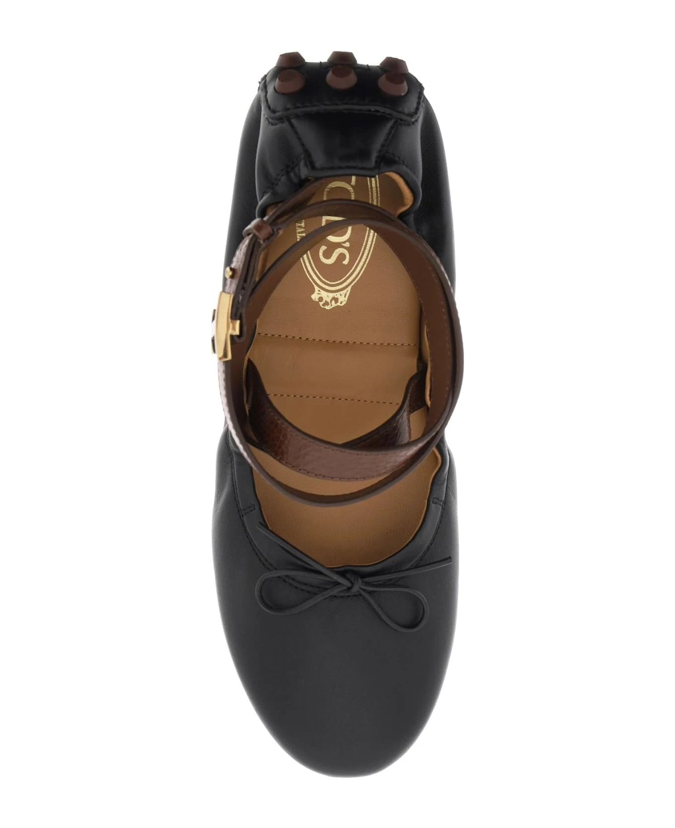 Tod's Bubble Leather Ballet Flats Shoes With Strap - Image 2